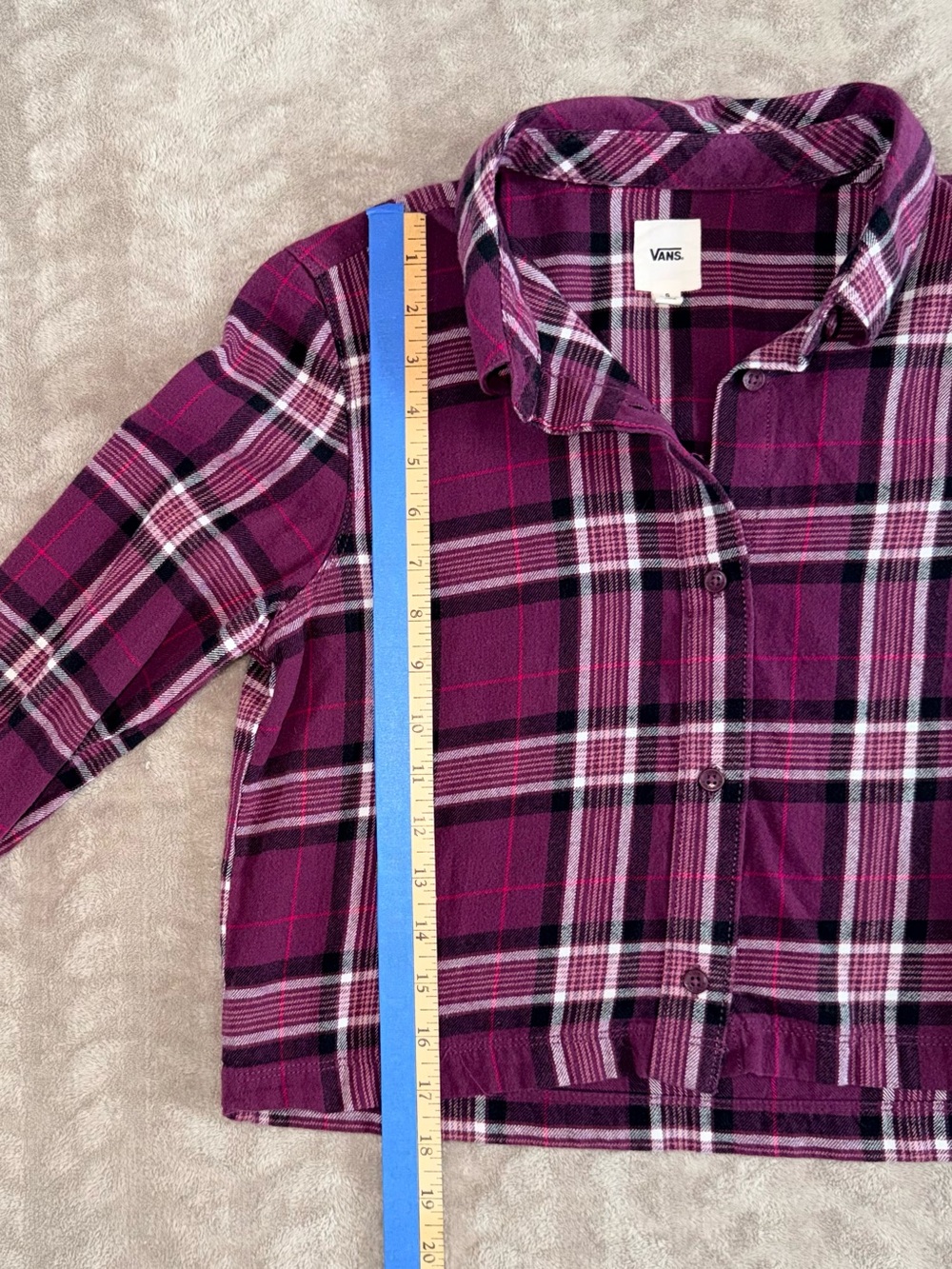 Vans Cropped Plaid Flannel Button-Down Grunge Skater Size‎ Small - Picture 3 of 7